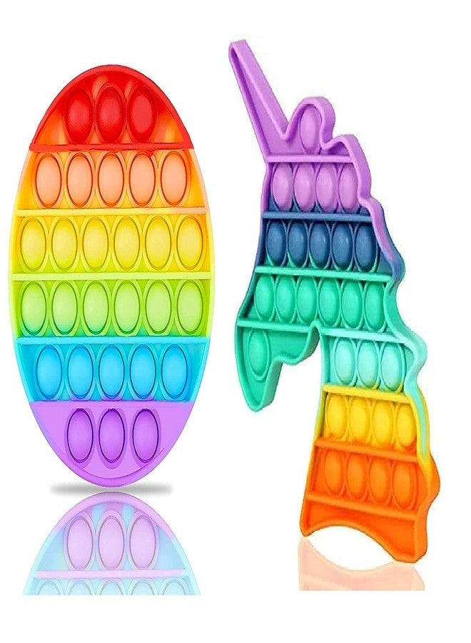 ZILLOQUIL Combo Pop Bubble, Fidget Popping Sounds Toy, Silicone Material, Relief Items Push Bubbles Toy for Autism Stress Reliever, Sensory Toy (Unicorn+Round Popit) - Image 1